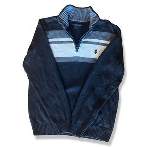 U.S. Polo Assn. Men's Tri-Color Chest Stripe 1/4 Zip Sweater